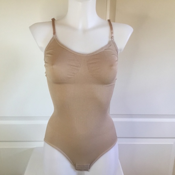 Women’s Ribbed Round Neck Tummy Control Brief Bodysuit Shapewear - Picture 4 of 9